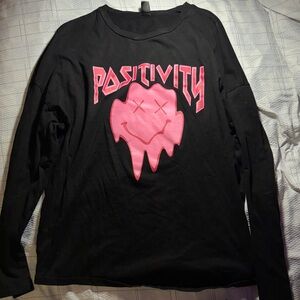 Black Long Sleeve Shirt with Pink Positivity Graphic